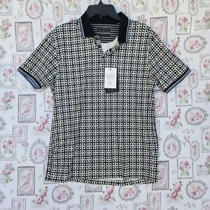 CACTUS MAN RICKY SINGH Mens M Geometric Print Polo Wrinkle Free Stretch Shirt